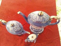 Bombay China Ceramic Blue/White Tea pot and Coffee Pot Plus Sugar bowl withlid