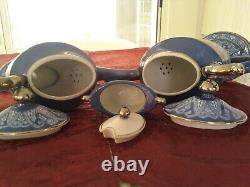 Bombay China Ceramic Blue/White Tea pot and Coffee Pot Plus Sugar bowl withlid
