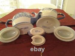 Bombay China Ceramic Blue/White Tea pot and Coffee Pot Plus Sugar bowl withlid