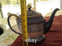 Bombay China Ceramic Blue/White Tea pot and Coffee Pot Plus Sugar bowl withlid