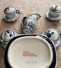 Bombay China blue white Tea Set cups creamer teapot saucer set