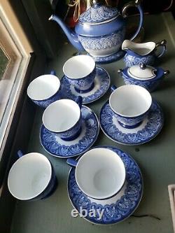 Bombay China ceramic blue white 15pc coffee tea set