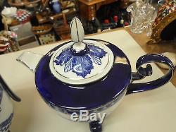 Bombay Co. Coffee/Tea Pot Set Cobalt Blue and Platinum Trim