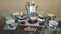 Bombay-Cobalt Blue/White Tea/Coffee Set- 12 Piece Set small chip on serving tray