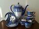 Bombay Company Blue & White Tea Set! Teapot, 4 Cups With Saucers Sugar & Creamer