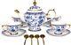 Bone China Tea Setteapot9-piece Blue White Porcelain Saucer Set Service Teapot