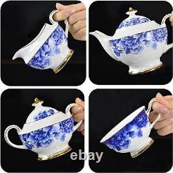 Bone China Tea Set Service 6 Teapot Sugar Bowl Creamer Pitcher