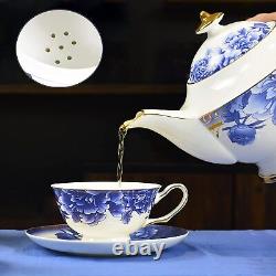 Bone China Tea Set Service 6 Teapot Sugar Bowl Creamer Pitcher