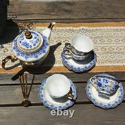 Bone China Tea Unique Gift Set Teapot Porcelain Service for 4 Free OF lead