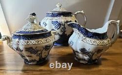 Booths real old willow a8025 Tea Set 4cup Withsaucers Sugar&cream With Yea Pot