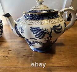 Booths real old willow a8025 Tea Set 4cup Withsaucers Sugar&cream With Yea Pot