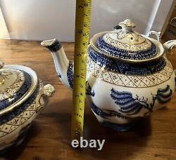 Booths real old willow a8025 Tea Set 4cup Withsaucers Sugar&cream With Yea Pot