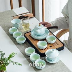 Boutique Celadon Tea Set Porcelain Tea Pot Tea Cups & Mats Pitcher Tea Strainer