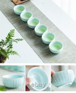 Boutique Celadon Tea Set Porcelain Tea Pot Tea Cups & Mats Pitcher Tea Strainer