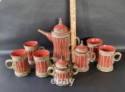 Boyan Moskov Pottery Tea Pot Cups Sugar And Creamer Set Ceramic Art
