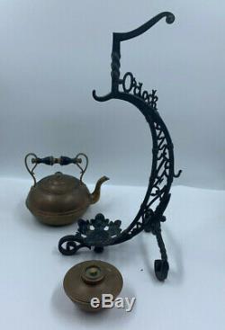 Bradley and Hubbard Five O'Clock Cast Iron Teapot Stand with Kettle and Burner