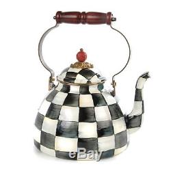 Brand New Mackenzie Childs Cortly Check Large Tea Pot / Tea Kettle