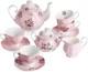 Btat- Floral Tea Set, Tea Cups (8oz), Tea Pot (38oz), Creamer And Sugar Set, Gif
