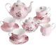 Btat- Floral Tea Set, Tea Cups (8oz), Tea Pot (38oz), Creamer And Sugar Set, Gif