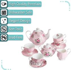 Btat- Floral Tea Set, Tea Cups (8Oz), Tea Pot (38Oz), Creamer and Sugar Set, Gif