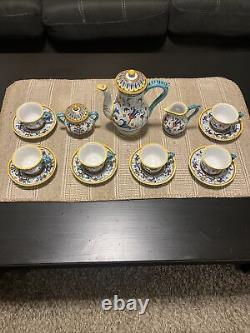 Buitoni Deruta Italy Art Pottery 15pc Coffee Tea Set With Teapot/Creamer/Sugar