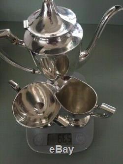 C1920 Dominic & Haff Sterling Silver Tea set 865 grams urn 3 pcs Teapot Sugar cr