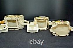 C1950 3 Piece Sadler Tea Set Barrel Shaped Courting Couples Teapot Jug Sugar