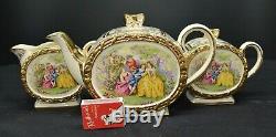 C1950 3 Piece Sadler Tea Set Barrel Shaped Courting Couples Teapot Jug Sugar