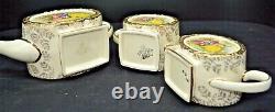 C1950 3 Piece Sadler Tea Set Barrel Shaped Courting Couples Teapot Jug Sugar