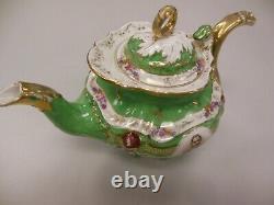 CARLSBAD AUSTRIA ANTIQUE TEAPOT TRAY AND CREAMER SET 6 PIECE 1800s NAPOLEON