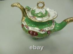 CARLSBAD AUSTRIA ANTIQUE TEAPOT TRAY AND CREAMER SET 6 PIECE 1800s NAPOLEON