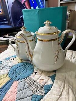 CFH- Haviland china- Gold Gilded- leaf pattern- Charles F Haviland- tea pot