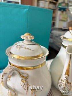 CFH- Haviland china- Gold Gilded- leaf pattern- Charles F Haviland- tea pot