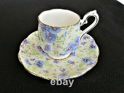 CHINTZ Blue Pansy ROYAL ALBERT 16 Pc Demi Tea Set & Teapot Staffordshire Gifts