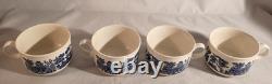 CHURCHILL BLUE WILLOW COFFEE TEA POT SET-4 CUPS & SUGAR BOWL With LID & CREAMER