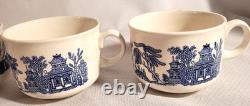 CHURCHILL BLUE WILLOW COFFEE TEA POT SET-4 CUPS & SUGAR BOWL With LID & CREAMER