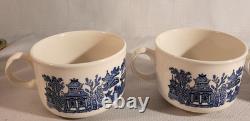CHURCHILL BLUE WILLOW COFFEE TEA POT SET-4 CUPS & SUGAR BOWL With LID & CREAMER