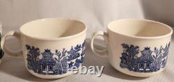 CHURCHILL BLUE WILLOW COFFEE TEA POT SET-4 CUPS & SUGAR BOWL With LID & CREAMER