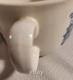 CHURCHILL BLUE WILLOW COFFEE TEA POT SET-4 CUPS & SUGAR BOWL With LID & CREAMER