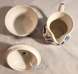 CHURCHILL BLUE WILLOW COFFEE TEA POT SET-4 CUPS & SUGAR BOWL With LID & CREAMER
