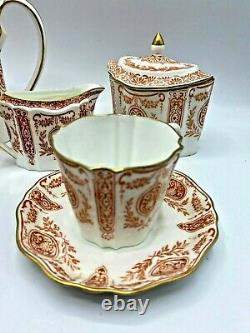 C. 1860 Antique Orange and White Wedgwood Tea Set With Broken Tea Pot Lid