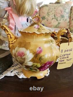 Cabbage Rose Lefton Tea Pot Set 3 pc