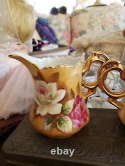 Cabbage Rose Lefton Tea Pot Set 3 pc