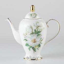 Camellia Bone China Coffee Set British Porcelain Tea Set Ceramic Pot