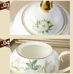 Camellia Porcelain Coffee Pot Tea set Ceramic Teapots Cream Sugar pot cup saucer