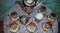 Capodemonte Coffee Demitasse Espresso Set 17 pc Cups Saucers Pot Sugar creamer