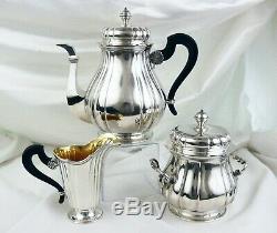 Cardeilhac Antique French Sterling Silver Coffee Tea Pot Set Renaissance Gothic