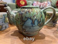 Cardews Terestrial Globe Teapot And 4 Mugs
