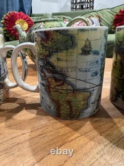 Cardews Terestrial Globe Teapot And 4 Mugs