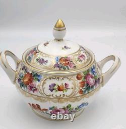 Carl Thieme Dresden Saxony Porcelain Chocolate Tea Pot & Cream & Sugar Antique